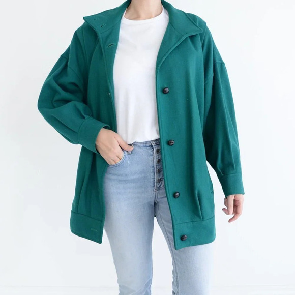 Vintage  J. Gallery Green 70% Wool Coat Size 5/6 - Picture 3 of 16